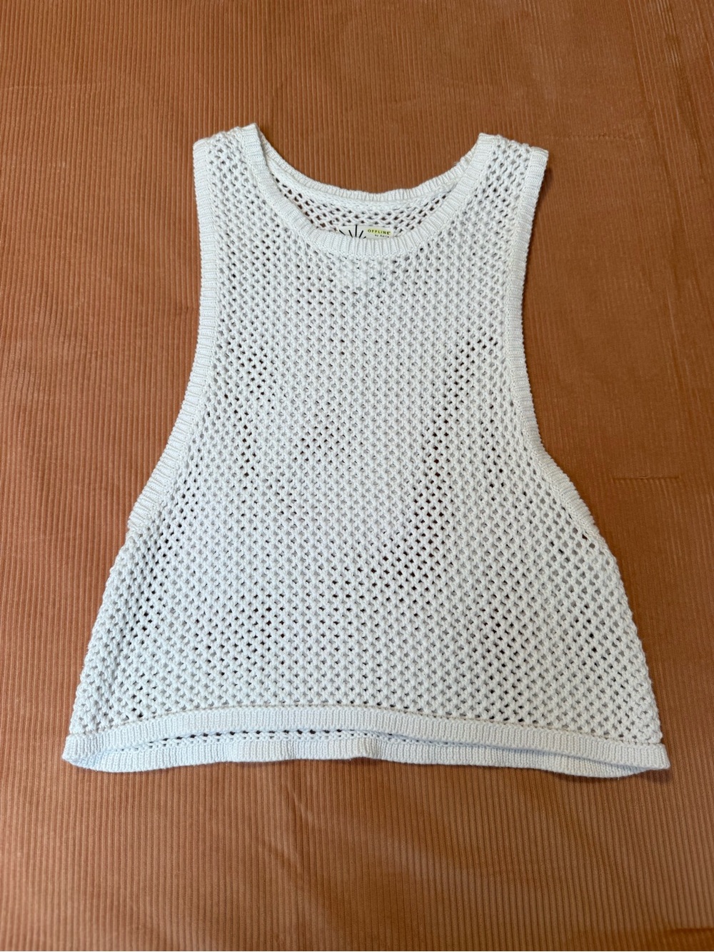 aerie White Crochet Knit Tank Top